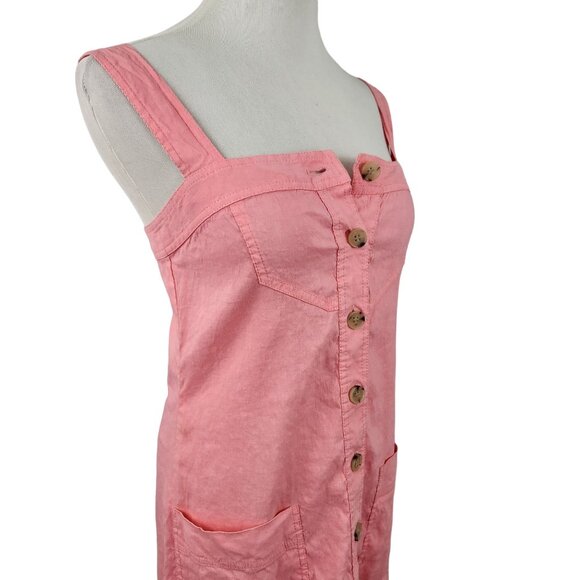 Theory Dress Button Down Pockets Linen Blend Summer Tank Dress Salmon Women's 0 - Picture 2 of 11